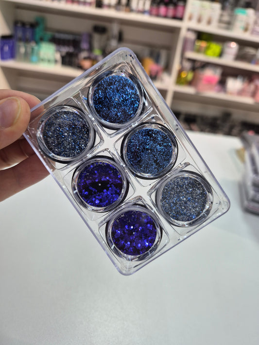 Polvo de frote y brillo para uñas pack por 6
