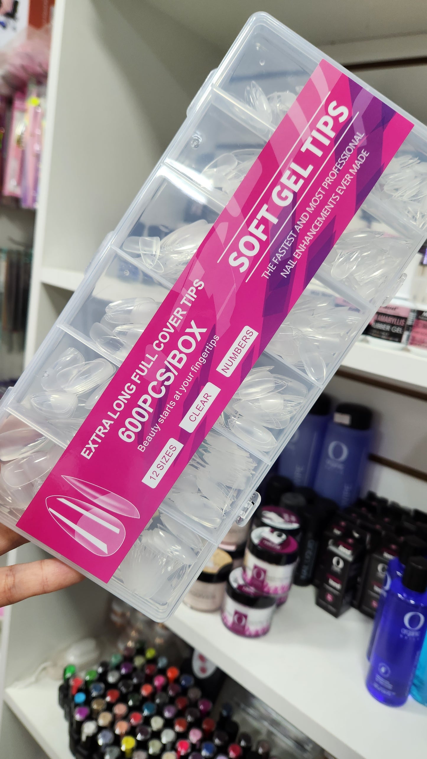 Tips para soft gel Caja de 600 unidades Pre limado