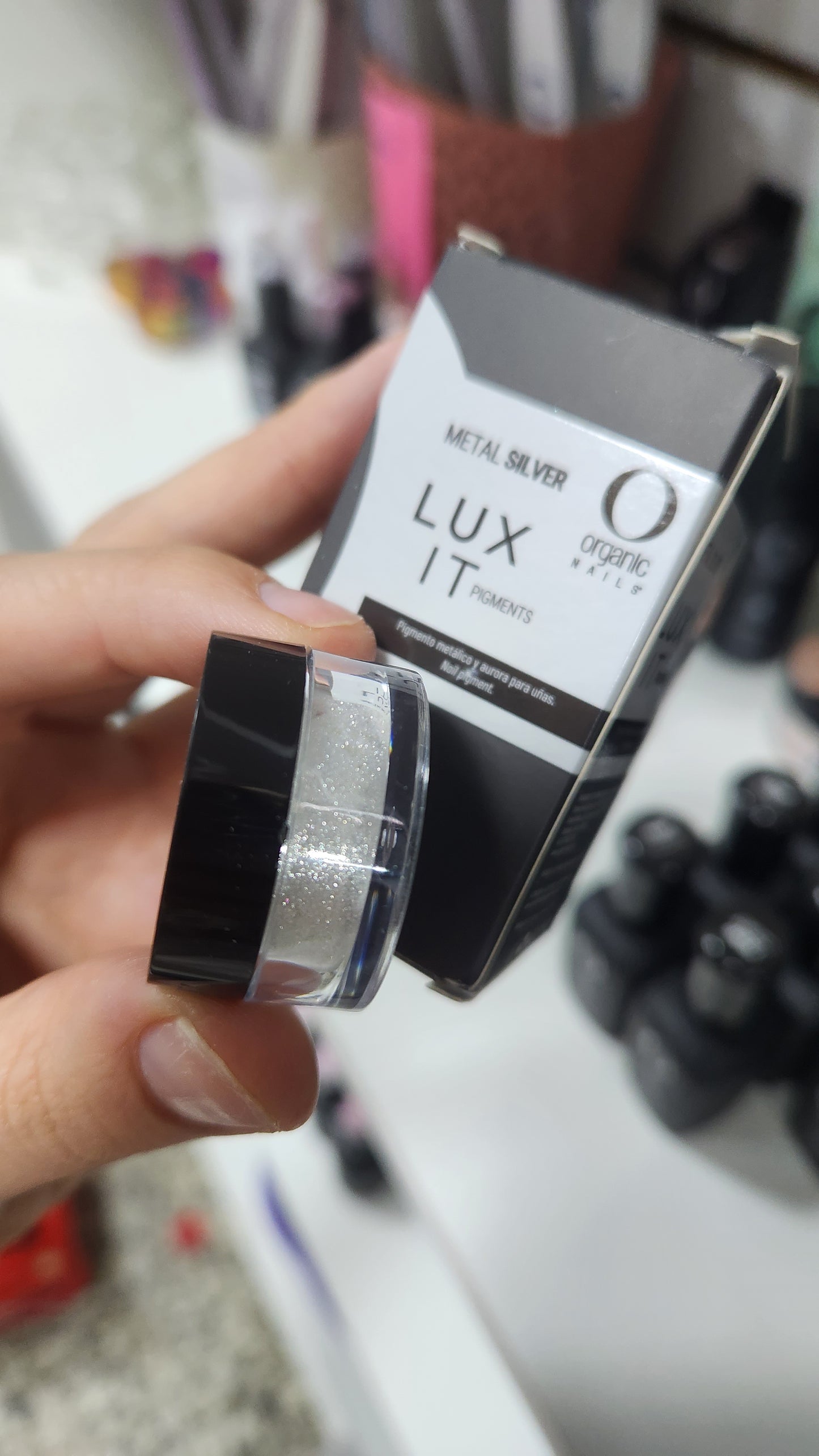 Pigmento lux it metal silver organic nails (efecto espejo plata)