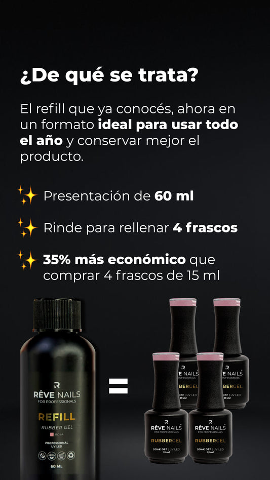 Refil ruber gel Reve en tono trasparente (se entrega 48hrs despues de la compra)