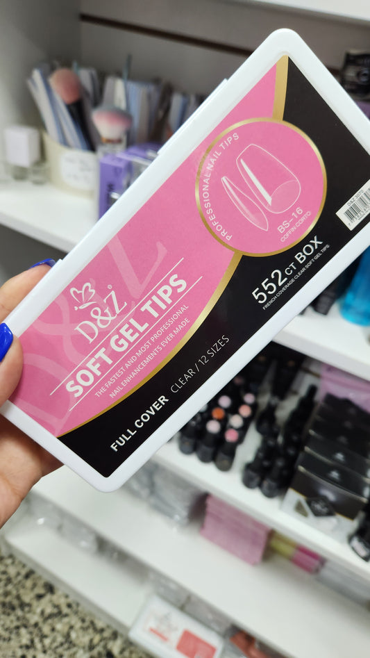 Tips para soft gel d&z Pre limados Baleriana cortos caja de 552 unidades