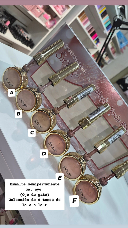 Esmaltes semipermanente ojo de gato colección Nude