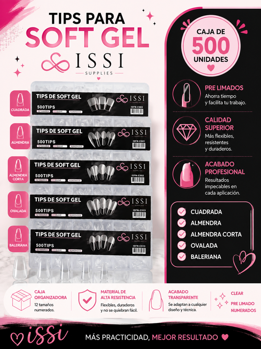 Tips para soft gel issi. Caja de 500uni