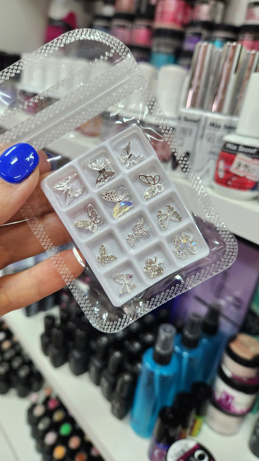 Joyitas caja de mariposas plateadas