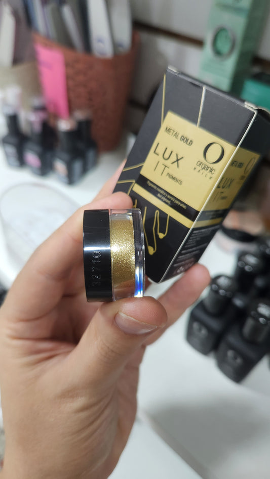 Pigmento lux it metal gold organic nails (efecto espejo dorado)