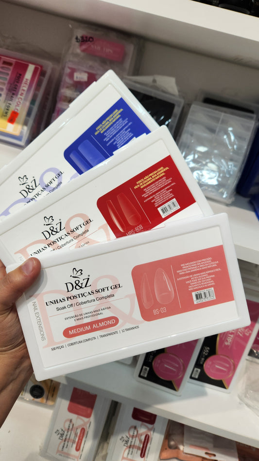 Tips para soft gel d&z Pre limados Caja de 500unidades