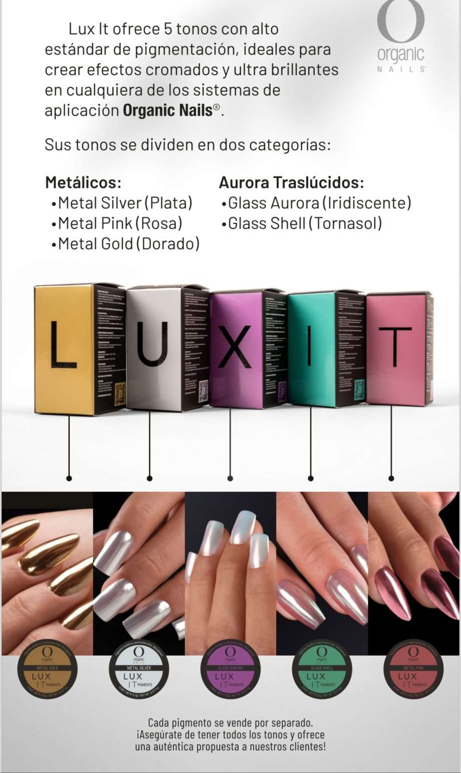 Pigmento lux it metal gold organic nails