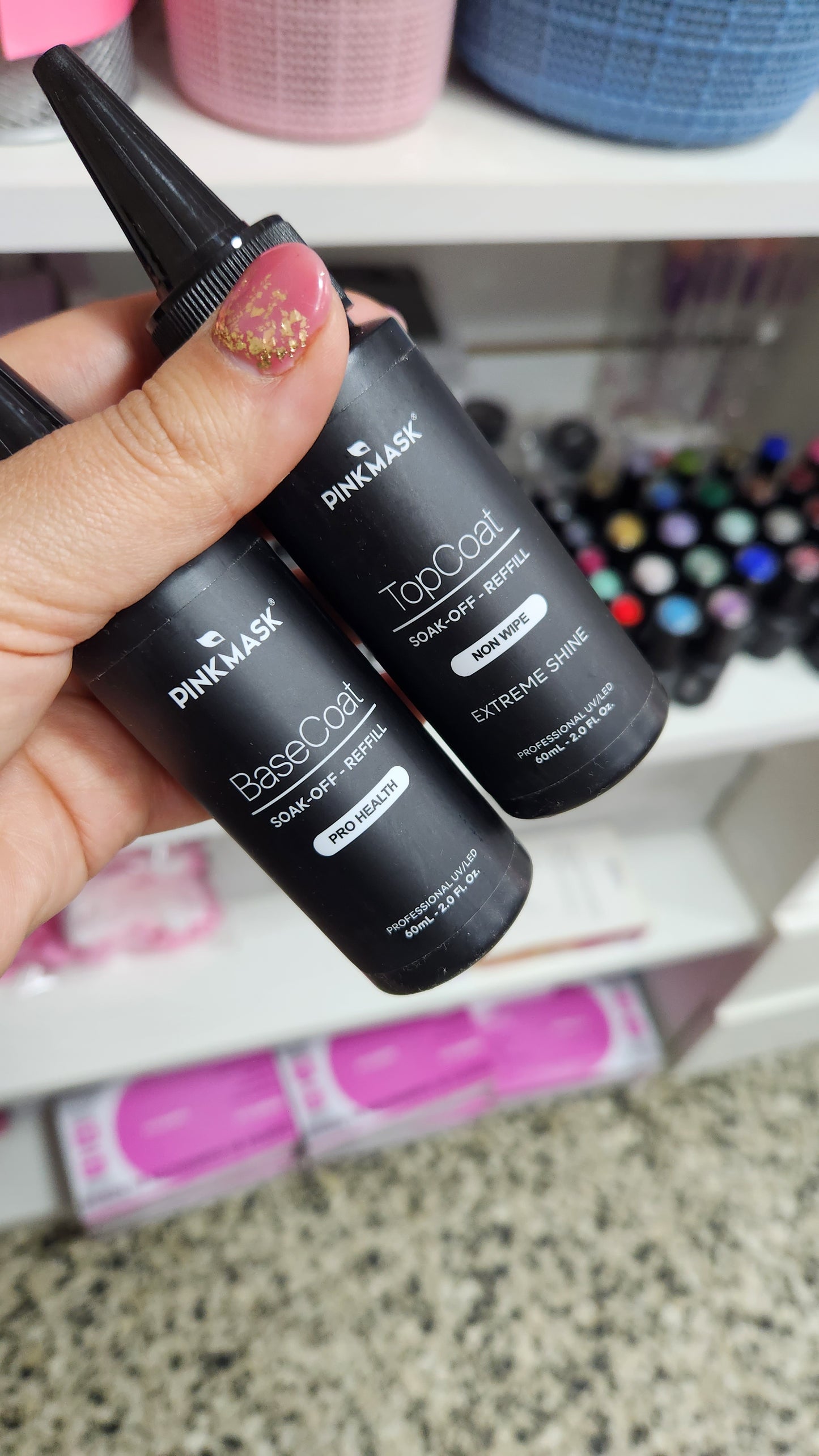Pinkmask Refil Top coat ó base coat (cada uno rinde 4 envaces de 15ml)