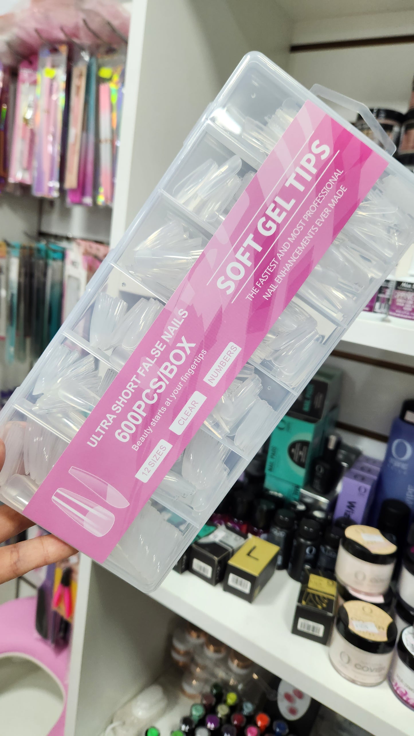 Tips para soft gel Caja de 600 unidades Pre limado